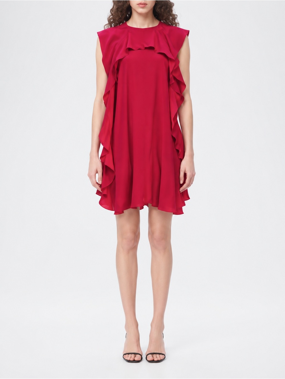RED VALENTINO Pink Ruffle Detail Knee Length Dress Size 8